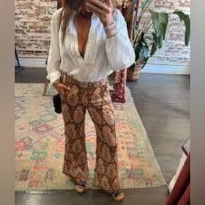 NWT Boteh Pietro Tailored Flare Linen Wide Leg Pant Small (1) US 4 Anthropologie